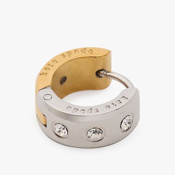 Kate Spade Set In Stone Reversible Gold & Silver Chunky Huggies NWT MSRP: $78.00 - Picture 3 of 8